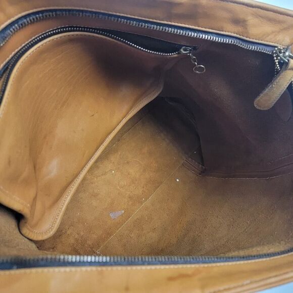 Vintage 90s Coach Leather Tote Bag Purse Brown Leather Carryall - Picture 14 of 16
